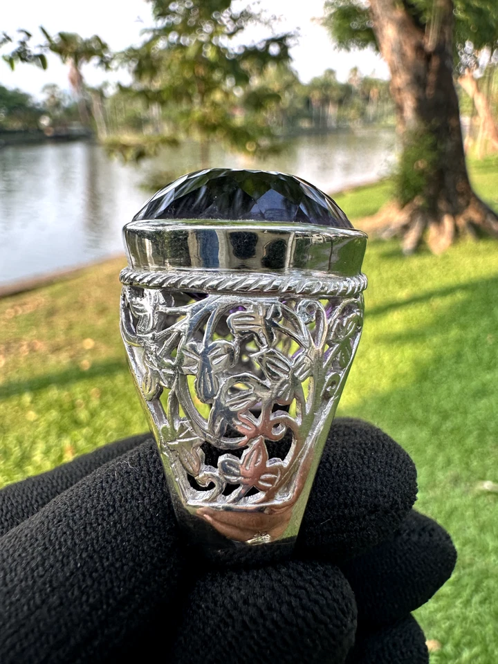 Amethyst Silver Men Ring 925 Silver February Birthstone - Image 4 of 4
