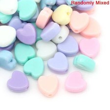 8MM Pastel Acrylic Heart Spacer Beads Vertical Hole 