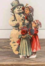Lg. 10” Vintage Style Wood Snowman Dummy Board Retro Snowman Dummy Board