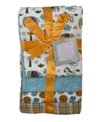 RECEIVING X4 - CRIBMATES BOYS - ZAFARI AFRICA - BLANKETS COTTON 4 PACK BABY