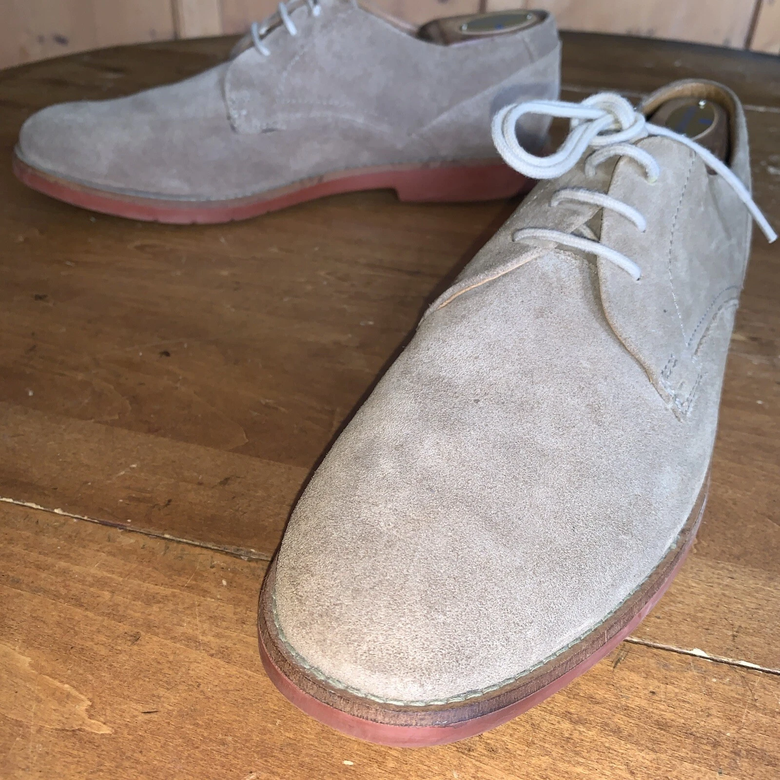 CLARKS Clark’s Oxford scamosciate marroni lacci marroni suola gomma rossa 11