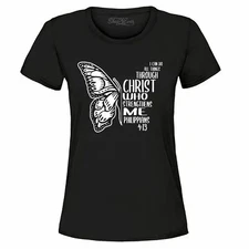 I Can Do All Things Through Christ Butterfly Women's T-Shirt Strength Shirts