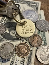 1966 FORD MUSTANG Brass Key Fob ‘66 Pony Car Fastback Convertible Mach 1