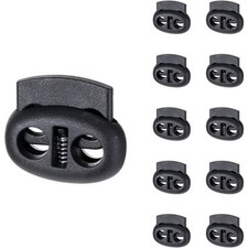 Elastic Shoelace Locks Plastic Cord Locks for Drawstrings Double Hole Spring