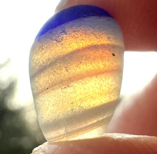 Sunset Waves with Cobalt Tip Opalescent Multi! Real Davenport Beach Sea Glass