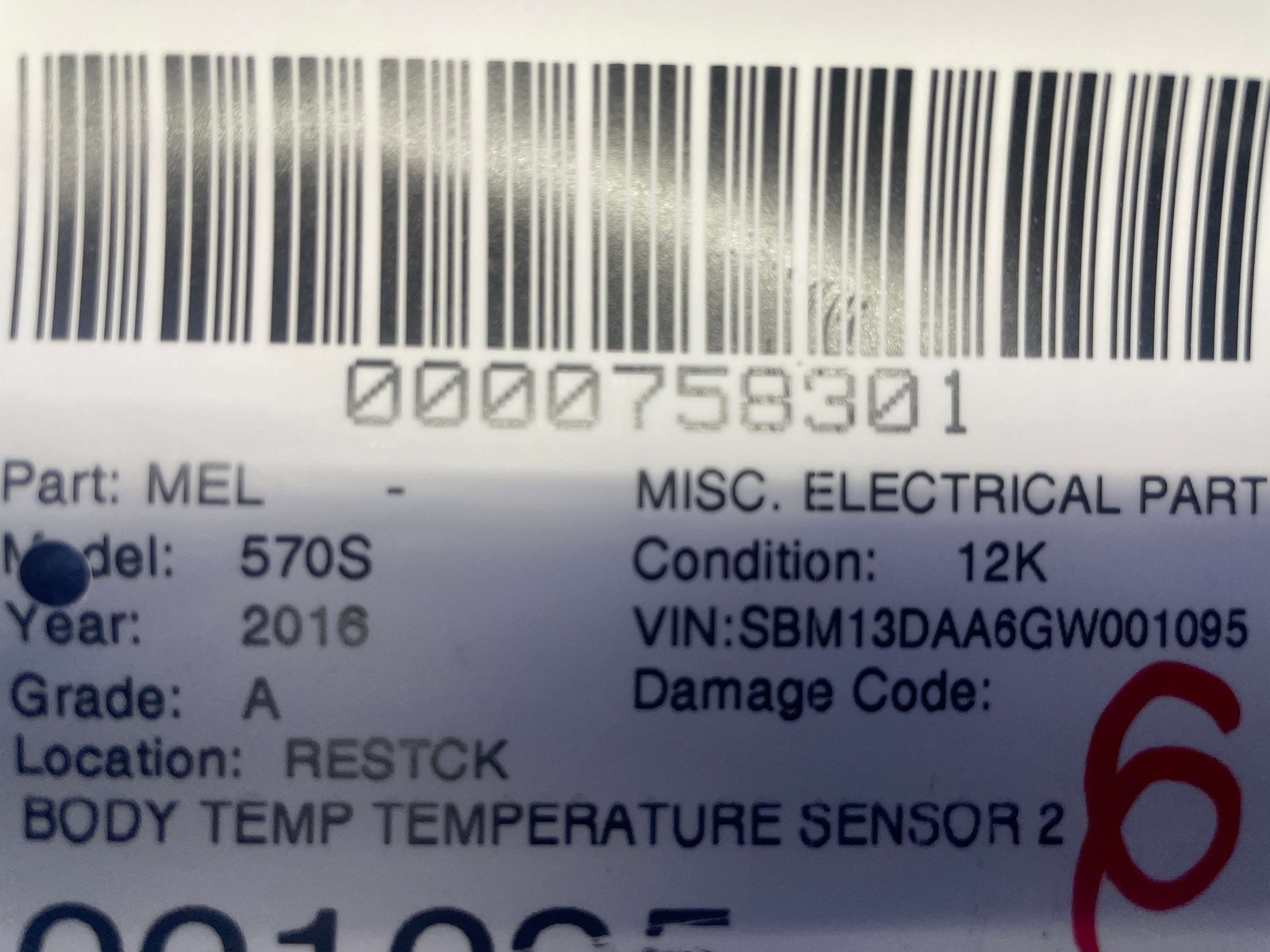 2016 2017 2018 2019 MCLAREN 570S BODY TEMP TEMPERATURE SENSOR 13M0370CP