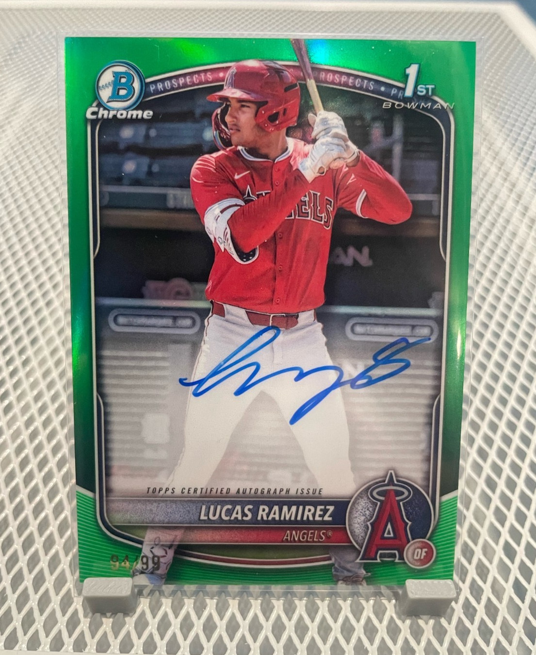2025 Bowman Lucas Ramirez 1st Auto Chrome Green Refractor /99 Angels CPA-LR
