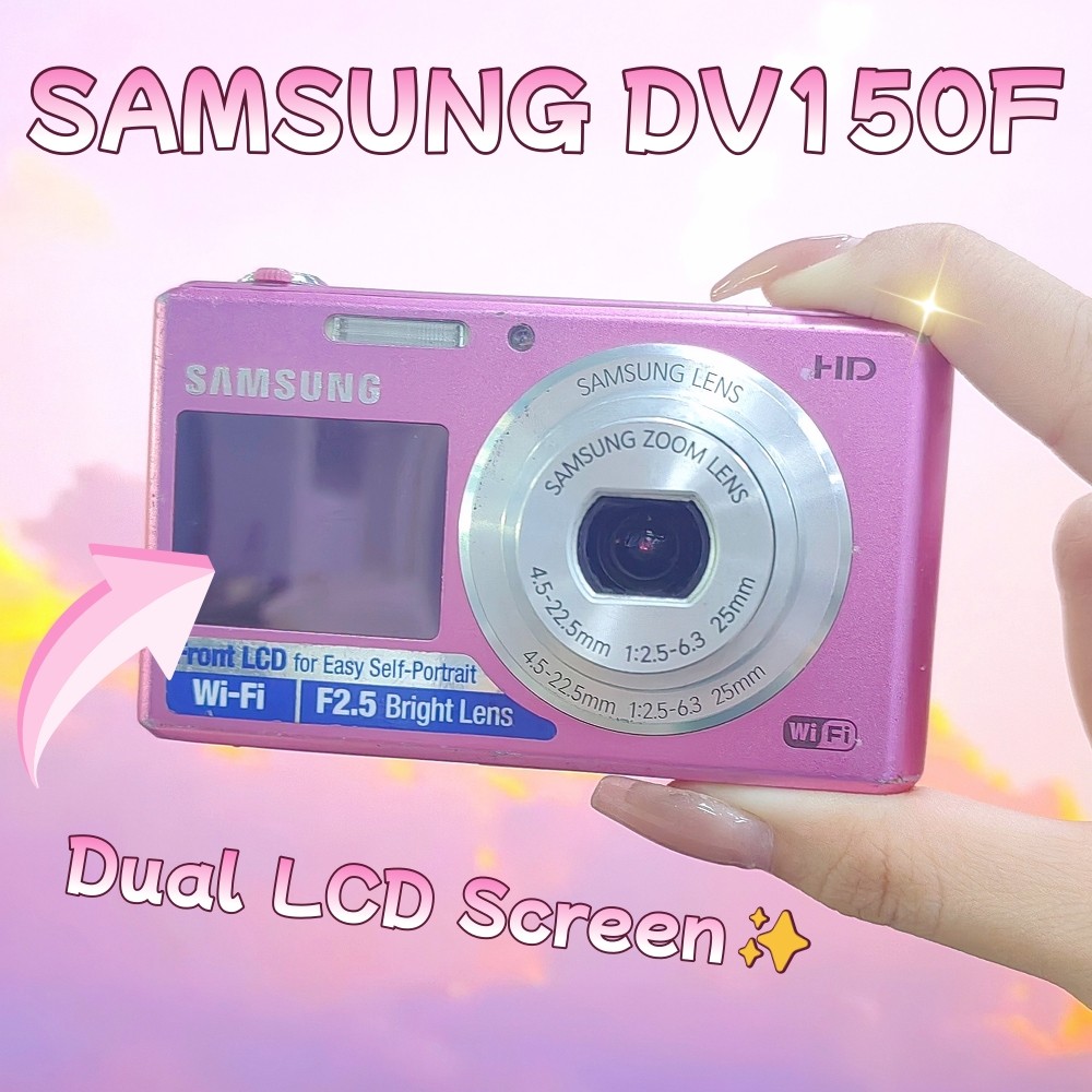 Samsung DV150F 16.2MP 5x Optical Zoom Dual LCD Digital Camera-Pink