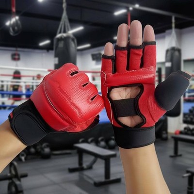 Halbe Finger Kampfhandschuhe Handgelenkschutz MMA Handschuhe Griffig für Sanda