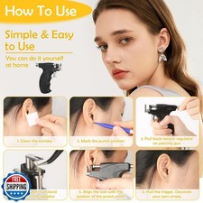 Professional Ear Piercing Gun, Reusable Ear Piercing Machine with Stainless S...