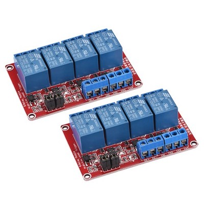 Relay Module 4 Channels 12V High Low Level Trigger Module Red Relay Module 2Pack