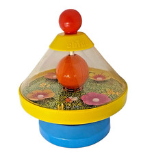 Chicco Spinning Top Flower with Bee Flower  Bell Toy USA 80s Working Vintage