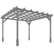 Outsunny 3 x 3 m Wooden Pergola Kit, Garden Gazebo Shelter, Grey