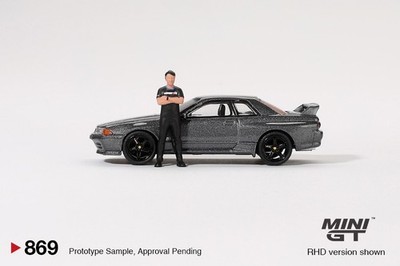 Mini GT 1:64 Nissan GT-R (R32) Gunmetal W/ Matsuda Figure Tsugio