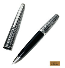 Pilot Elite Short Silver Grid Fountain Pen 18K-750 F Nib H176 Vintage Rare Japan