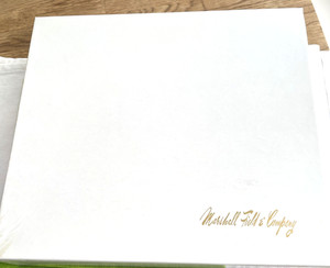 VTG 1970's Marshall Field & Co. Chicago Cardboard Box 12 x 11 x 2 w/Gold Cording