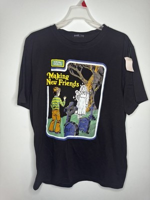 ROMWE T Shirt Mens Large Social Skills Making New Friends Graphic Funny Humor