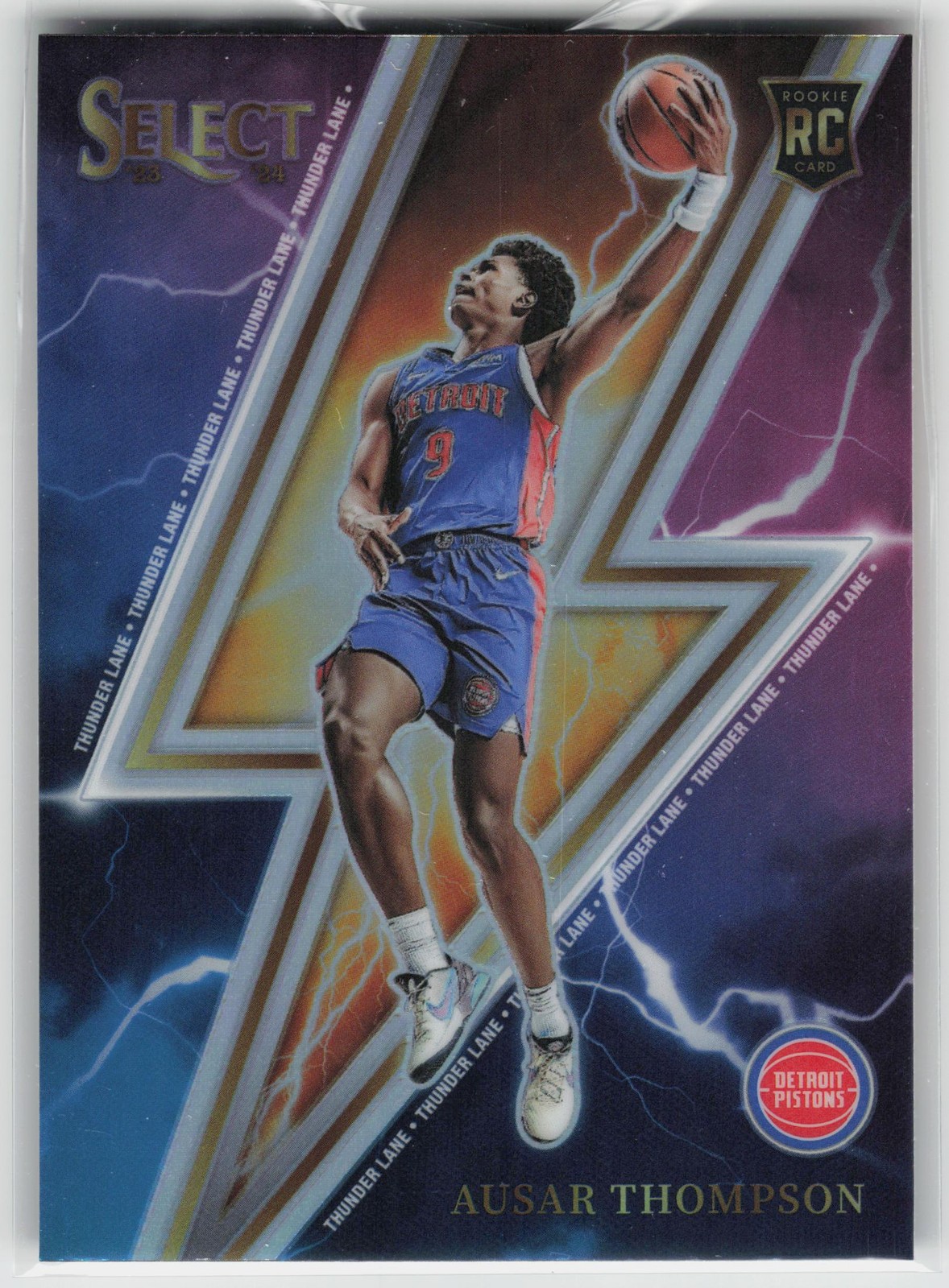 2023-24 Panini Select #9 Ausar Thompson Thunder Lane Silver Prizms