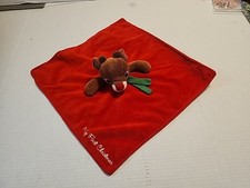 My First Christmas Rudolph the Red Nose Reindeer Lovey Security Blanket Rattle
