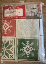 Holiday Time Christmas Vinyl Peva Tablecloth 60x84 Rectangle Snowflake New Xmas