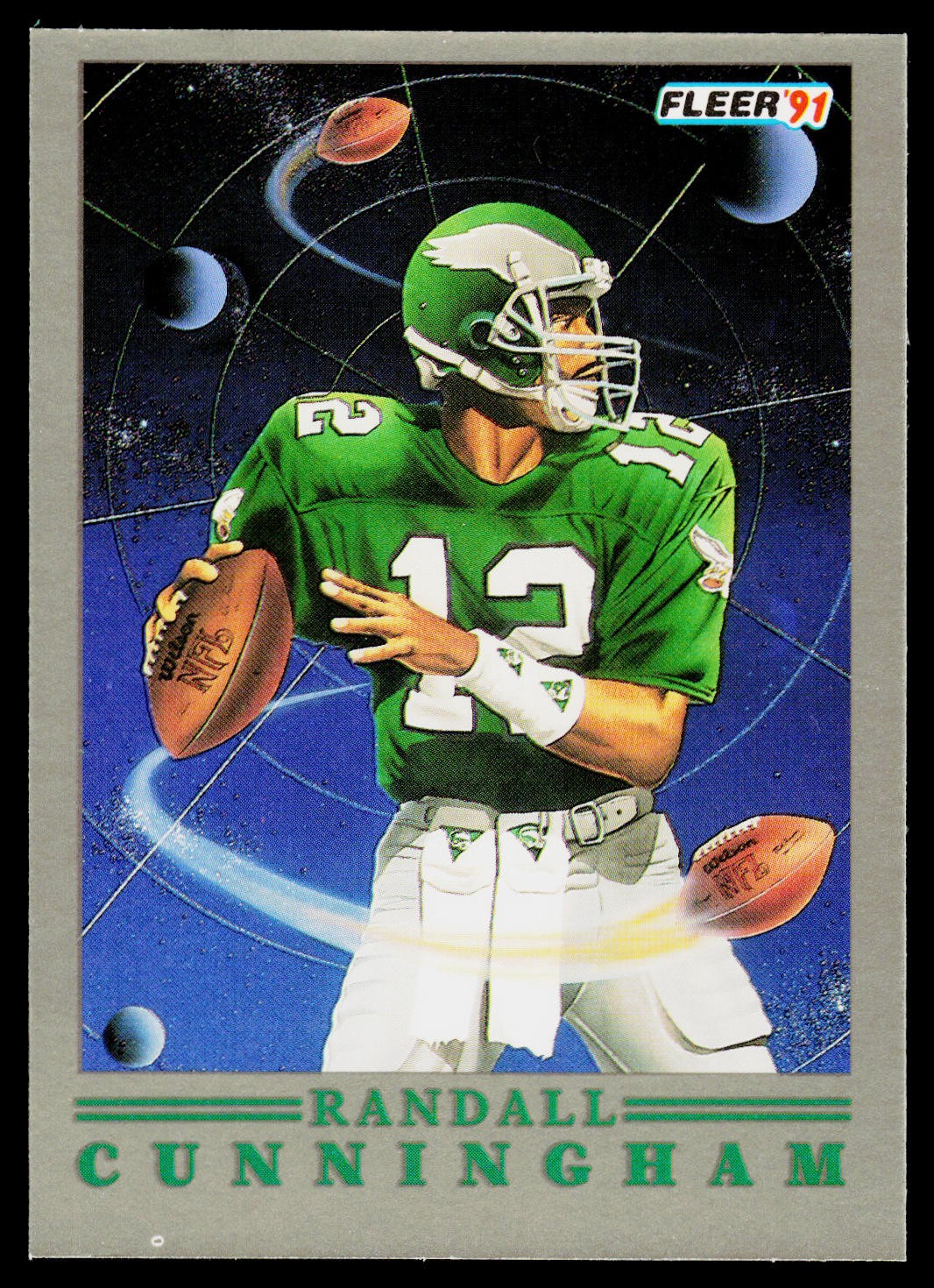 Randall Cunningham, 1991 Fleer, #7, Philadelphia Eagles,