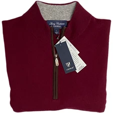 Daniel Cremieux Quarter-Zip Sweater Men's Large Luxury Cashmere Burgundy NEW