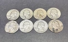 Washington Silver Quarters 90% Silver Lot Of 8 CONSTITUTIONAL SILVER COIN