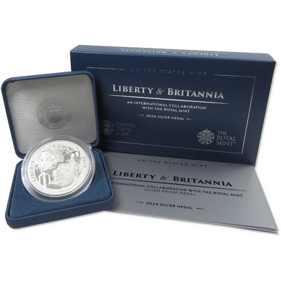 #ad 2024 Liberty amp; Britannia 1 oz .999 Silver Proof Medal OGP COA $129.99