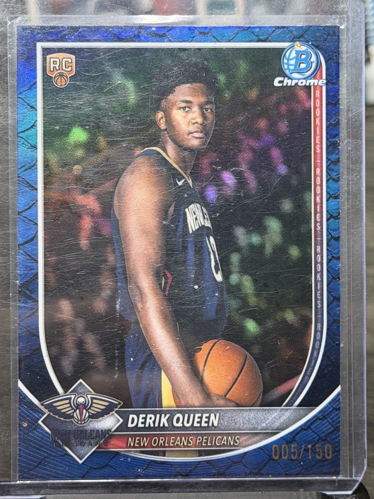 2025-26 Bowman - Chrome Derik Queen #BCV-13 Blue Reptilian Refractor /150 (RC)