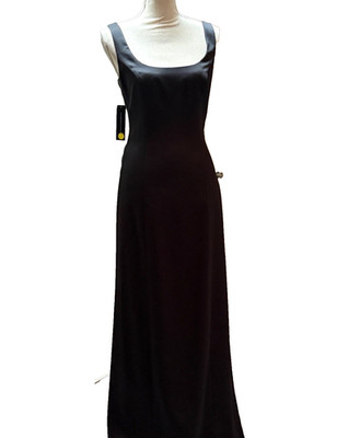 NWT ABS by Allen Schwartz  Black Scoopneck Formal Gown with Asymmetric Back Sz4