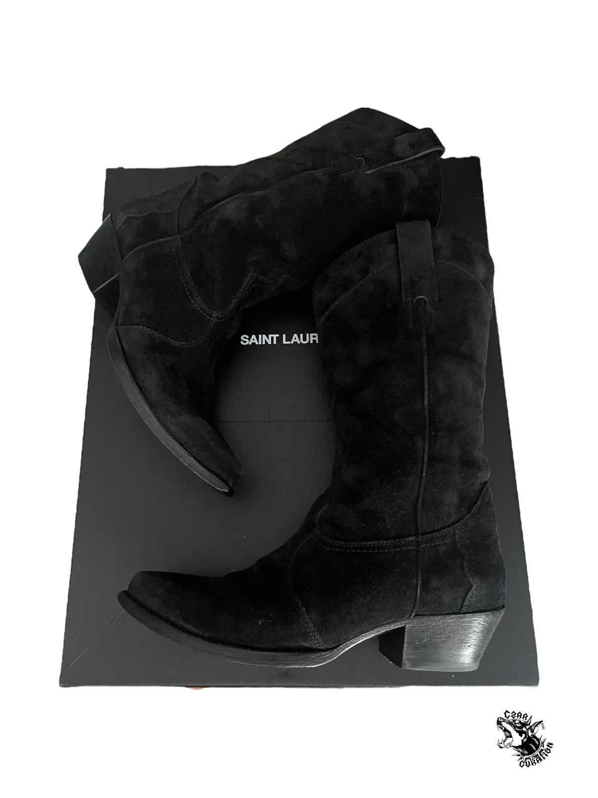 SAINT LAURENT GORAIN FIRENZE STIVALETTO SCAMOSCIATO NERO 38