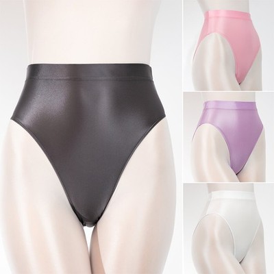 Men Women Oil Shiny Underwear Satin Glossy Wetlook Shorts Panties Briefs Bikini