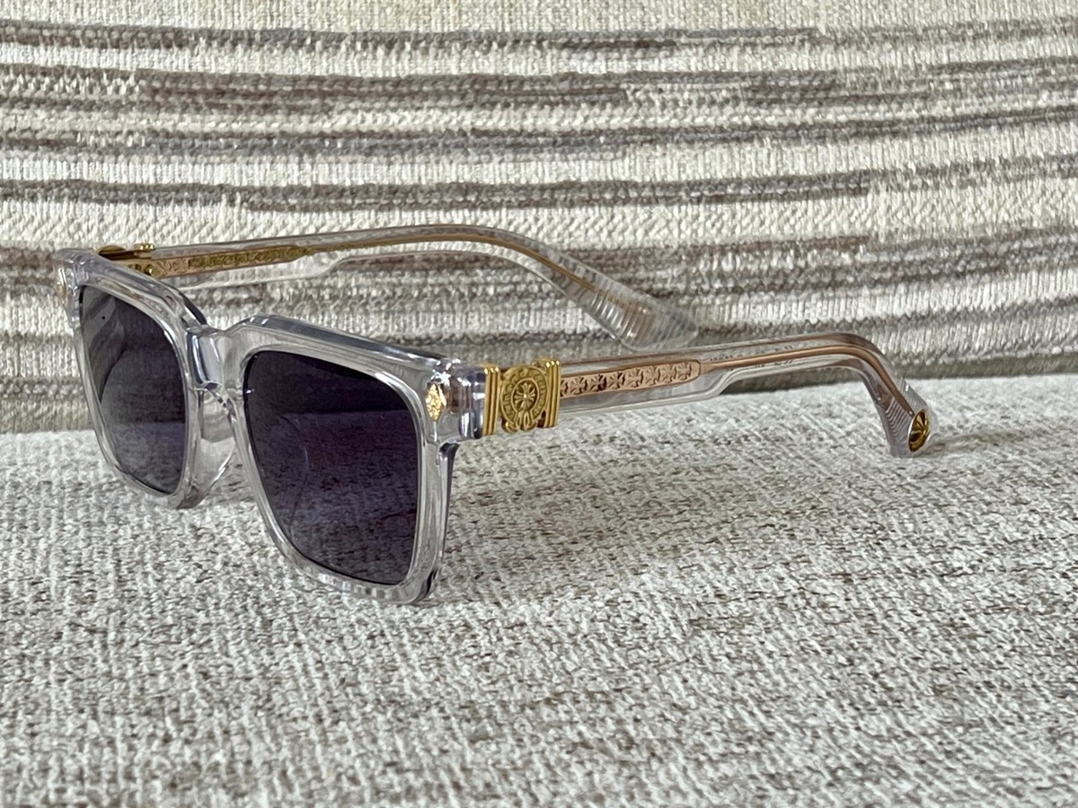 Chrome Hearts Halllamanass Transparent Gold Square Sunglasses | eBay