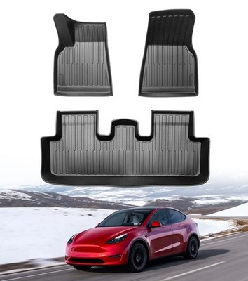 PM Auto Set of 3 Floor Mats for 2021-2024 Tesla Model Y 5 Seat