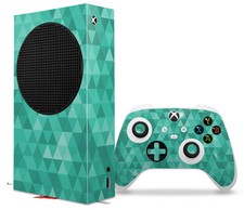 Skin Wrap for XBOX Series S Console Controller Triangle Mosaic Seafoam Green