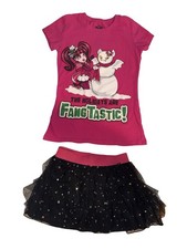 Monster High Draculaura Fangtastic Traje de Vacaciones Camiseta M 7/8 Falda 6/6X