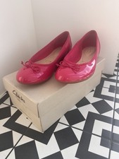 Clarks Women's Flat Fuchsia Bloom Patent Leather Ballerina Flats Size 5D BNIB