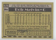1990 Topps Blank Front Bob Melvin #626 fm0