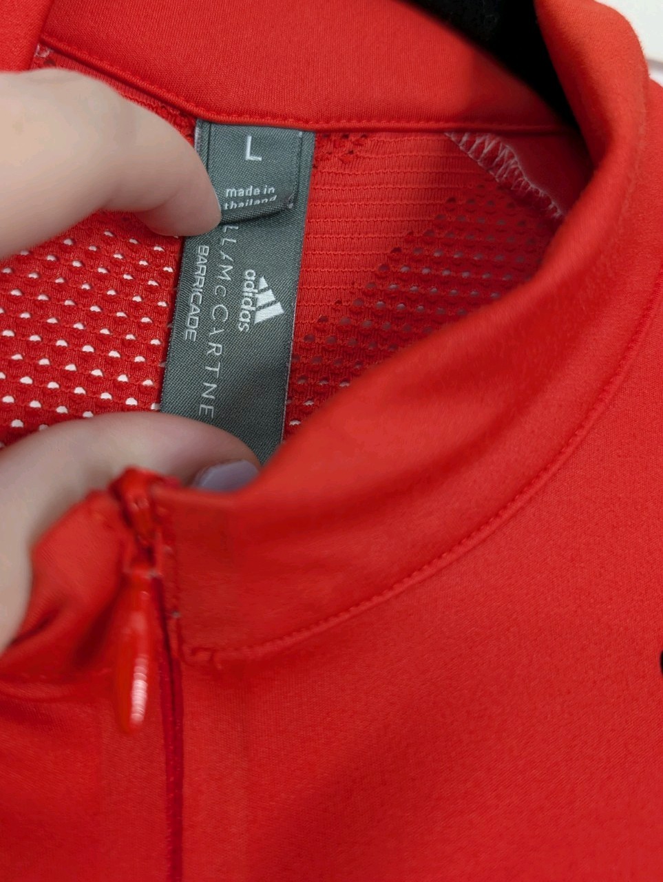 adidas by Stella McCartney Women’s L Half Zip golf Tennis Athletic Top Red Coral thumbnail 5