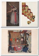 Private Lot 3 pcs Carpet weaver Handicrafts Woman OLD Russia postcard