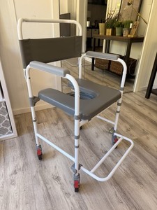 Bedside Wheeled Commode Shower Wheelchair Portable Toilet For Disabled Elderly