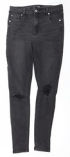 Denim Co. Damen schwarz Skinny Distressed Jeans Gr&ouml;&szlig;e 12