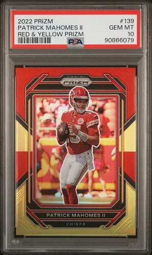 2022 PANINI PRIZM RED & YELLOW PRIZM #139 PATRICK MAHOMES II 30/44 PSA 10