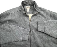 LL Bean Katahdin Iron Works Mens Large Regular Sherpa Lined Gray Full Zip