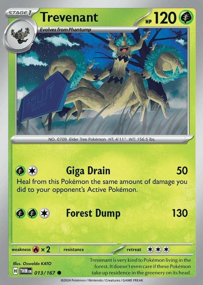 Trevenant - 013/167 - Common (Near Mint) Twilight Masquerade - Grass Pokémon