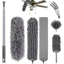 2025 NEW Microfiber Duster for Cleaning Fan, High Ceiling, Blinds, Gray, Silver