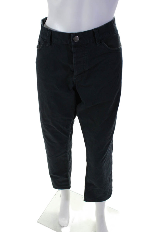 Theory Womens Cotton Zip Button Straight Leg Casual Lined Pants Navy Size EUR 34