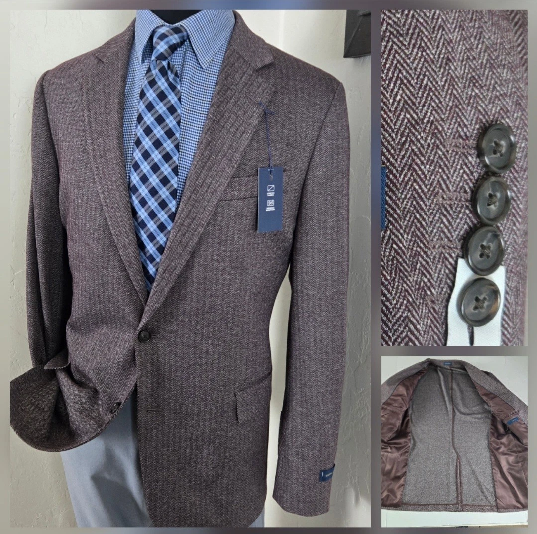 NWT Stafford Unstructured Blazer 52R Burgundy Herringbone Sport Coat Jacket New
Opens in a new windo