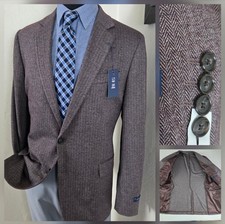 NWT Stafford Unstructured Blazer 50R Reddish Brown Herringbone Sport Jacket New