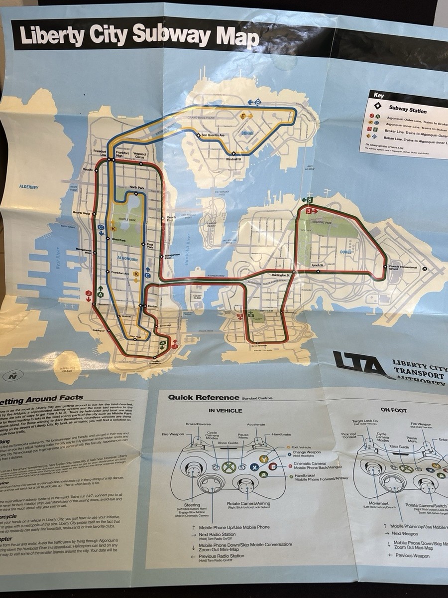 Grand Theft Auto IV Xbox 360 W/ City Poster Map Tested Rockstar